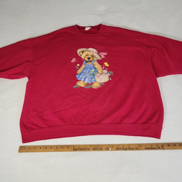 Vintage Jerzees Sweatshirt Womens Size 22F Purple Bear Garden Grunge Y2k Retro - Picture 5 of 16